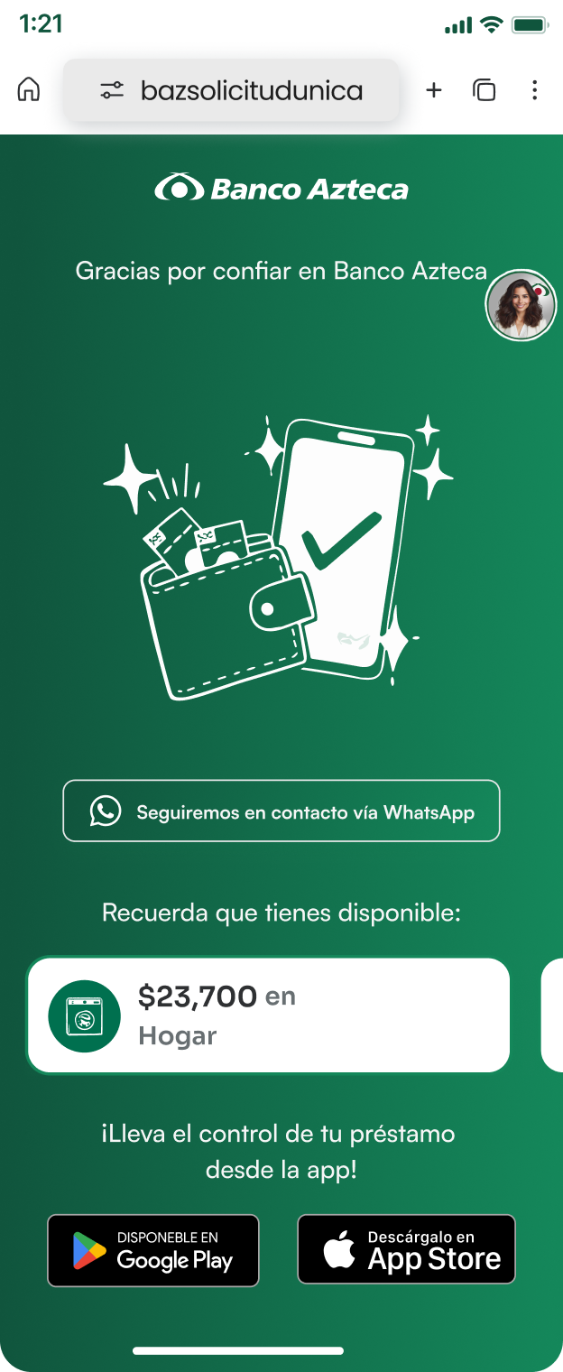 Pantalla de Cierre con continuidad