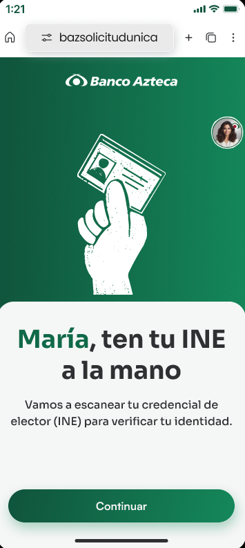 Pantalla de Una opción para quienes no tienen INE